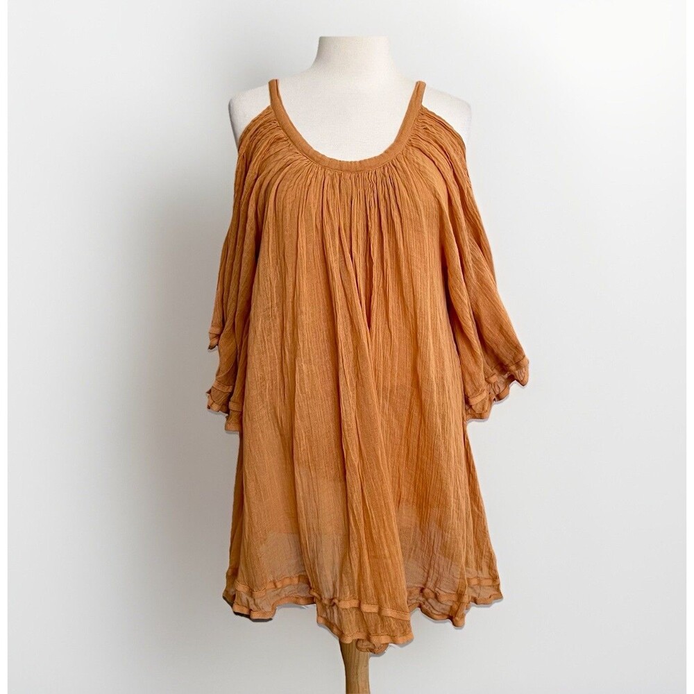 Talisman Australia Women’s Sz S Santiago Tumeric Gold Gauzy Dress Hippie Fairy